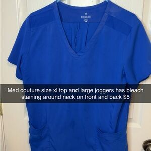 Med Couture Women's Royal Blue Short Sleeve Top